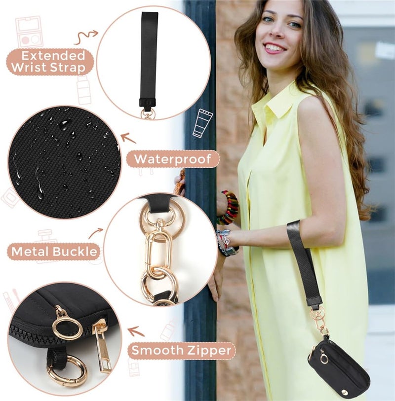 JEEBURYEE Wristlet Keychain Wallets for Women RFID Blocking Credit Card Holder Small Zipper Coin Purse Change Pouch with ID Window and Detachable Wrist Strap Black - Image 5